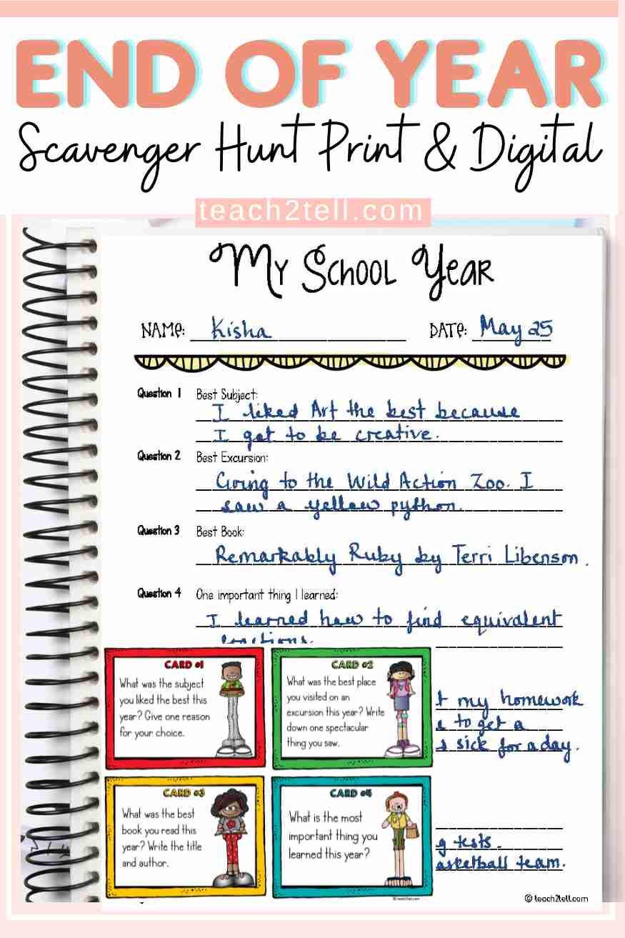 End of Year Activities Grades 3-5 | Free and Fun Reflection Activity 13 end of year activities scavenger hunt print and digital