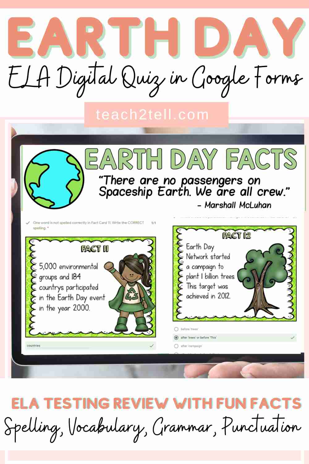 ela testing review earth day themed