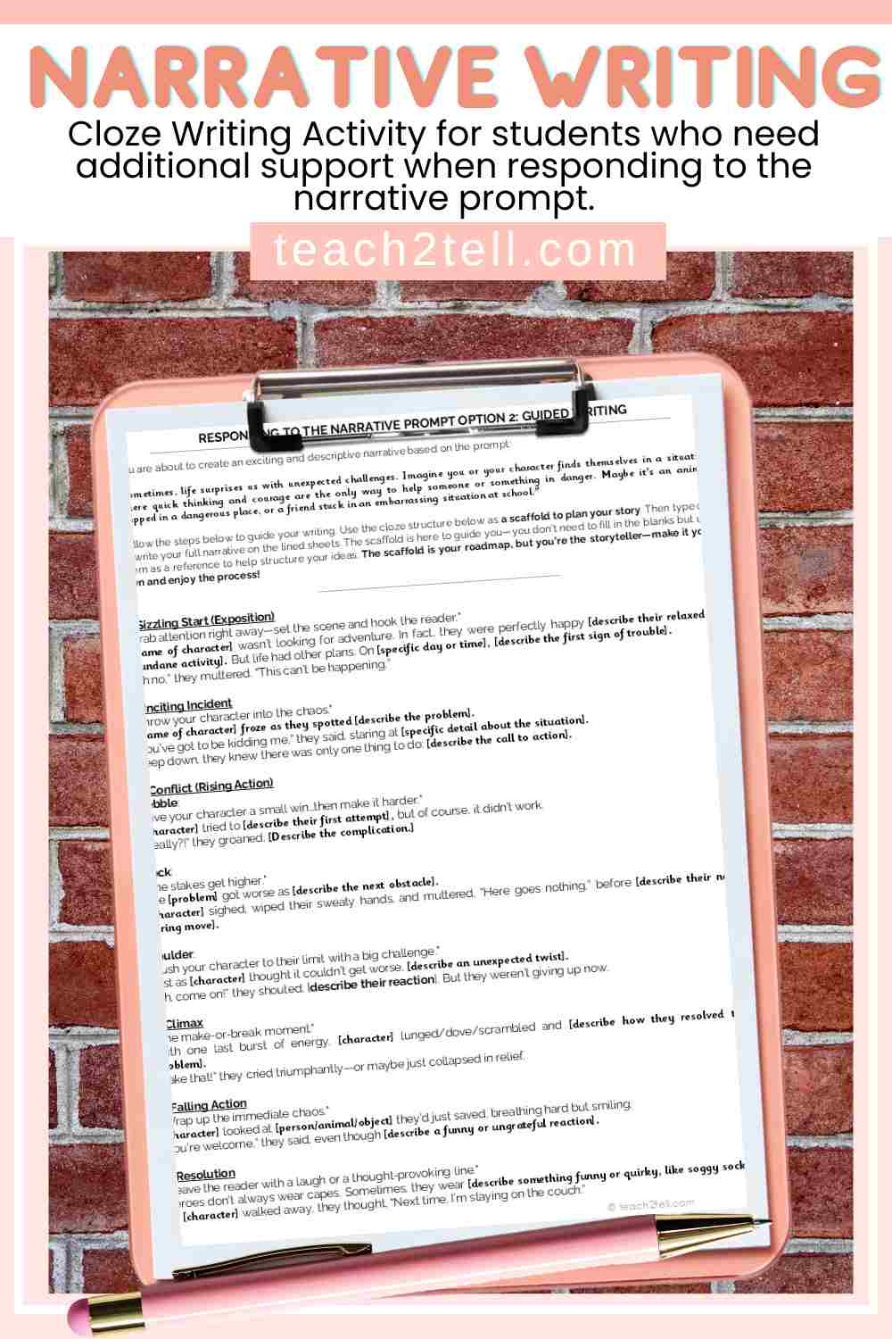 State Writing Test Prep: 5 Powerful Strategies for Mastering Narrative Writing 12 narrative writing cloze writing activity