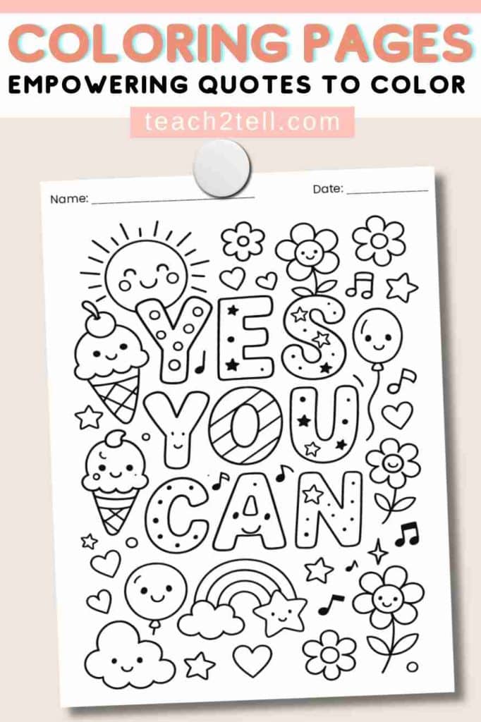 Coloring Pages for Kids Growth Mindset, SEL, Back to School 8 growth mindset quotes free