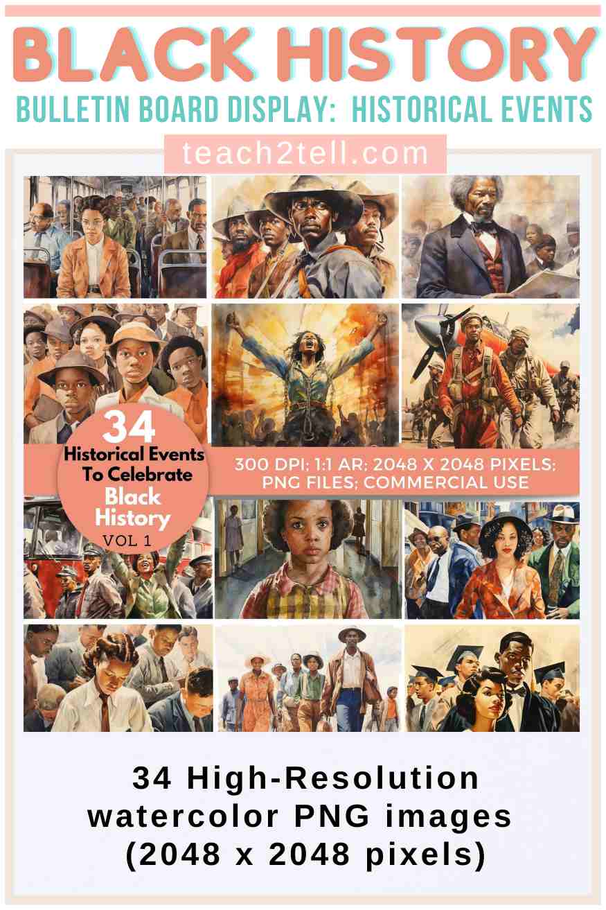 Black History Month activities for elementary students featuring historical events displays and visual timelines highlighting key moments in Black history